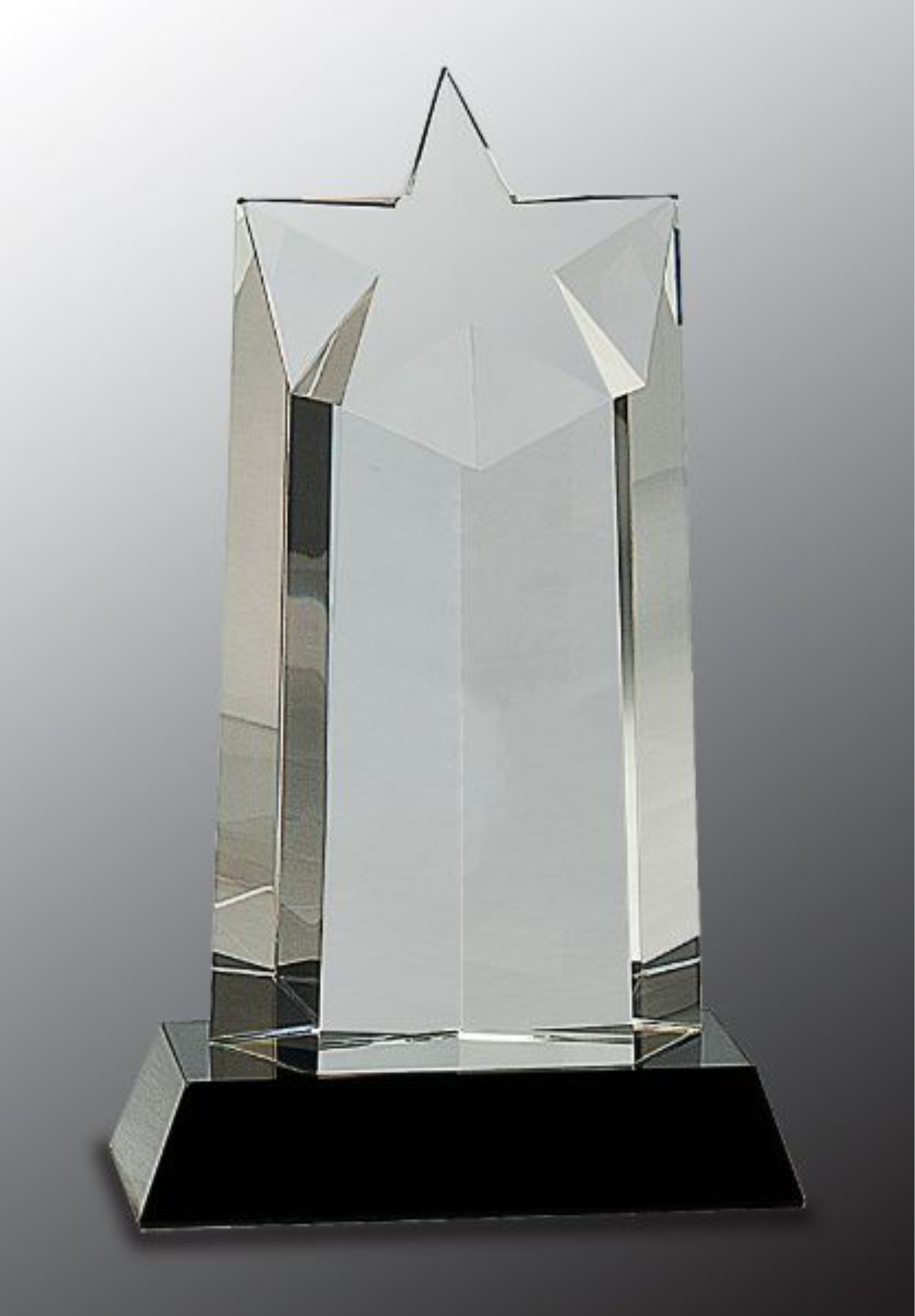 9 1/4" Crystal Star Column on Black Pedestal Base Crystal Award 3
