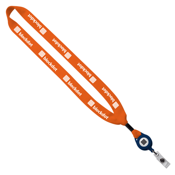 3/4" Cotton Lanyard with Metal Crimp & Retractable Badge Reel 12