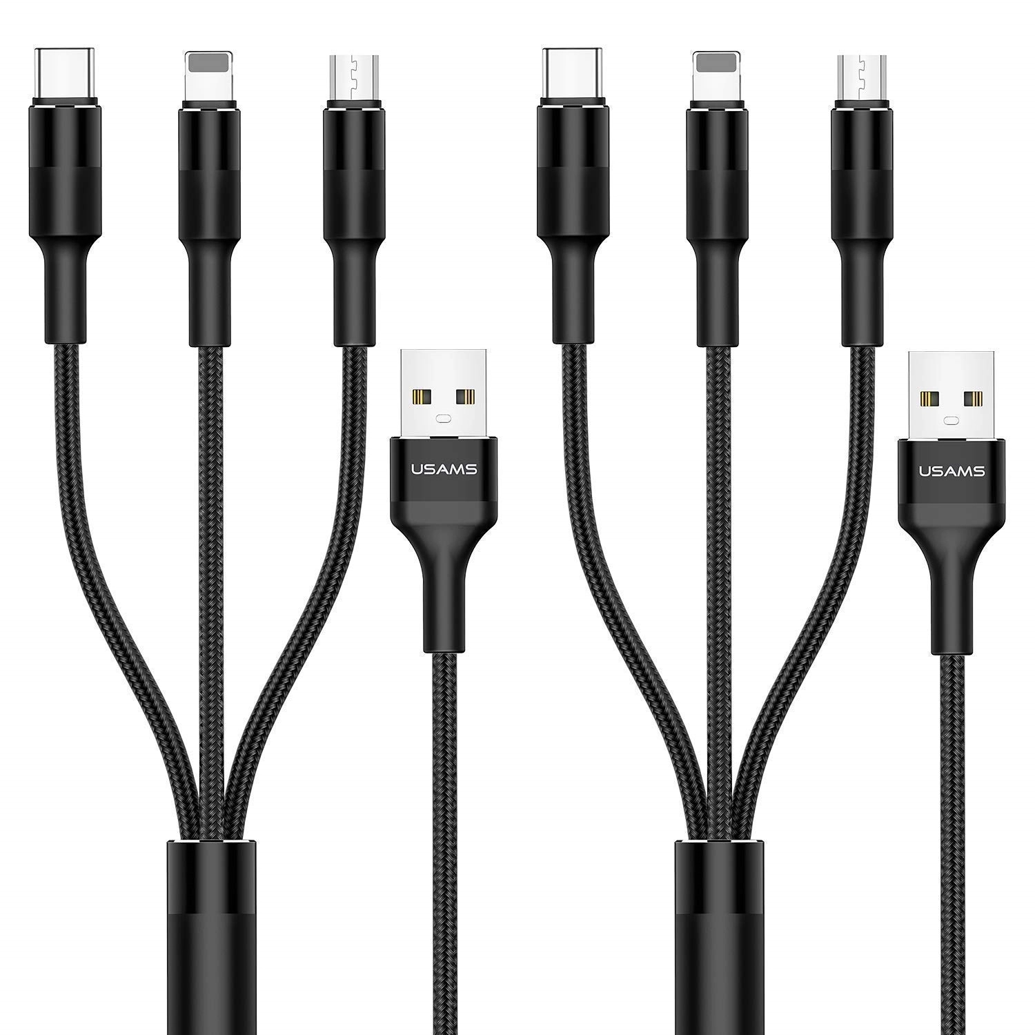 3-in-1 Cell Phone Charging Cable w/Type C Adapter & Keyring 1