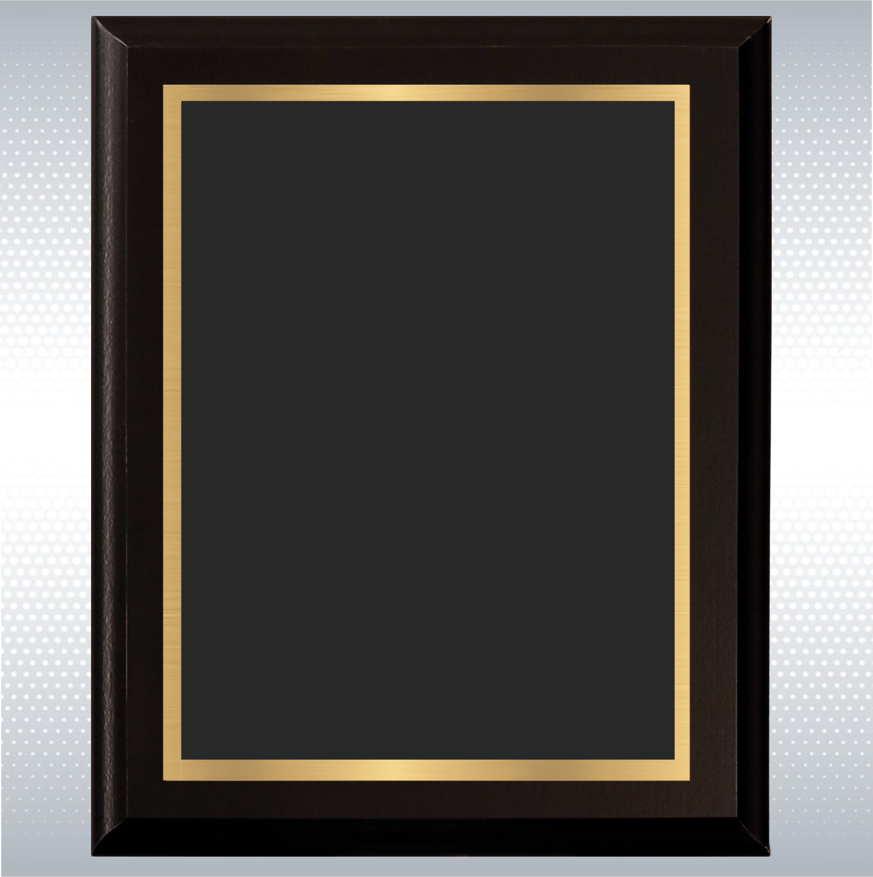 Matte Black Finish Wood Plaque w/Black Plate & Gold Trim (8" x 10") 3