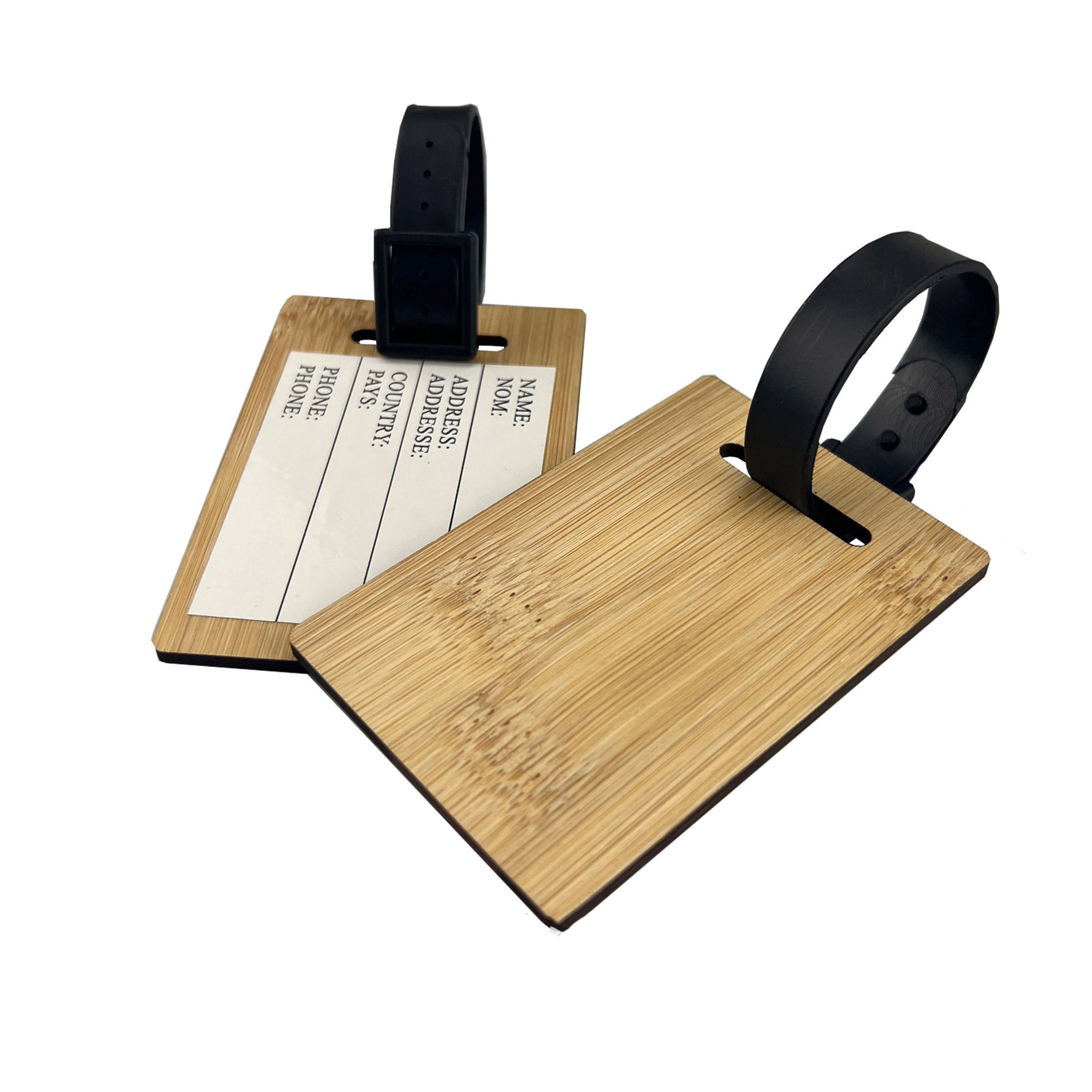 Bamboo Luggage Tag with Leatherette Strap 5