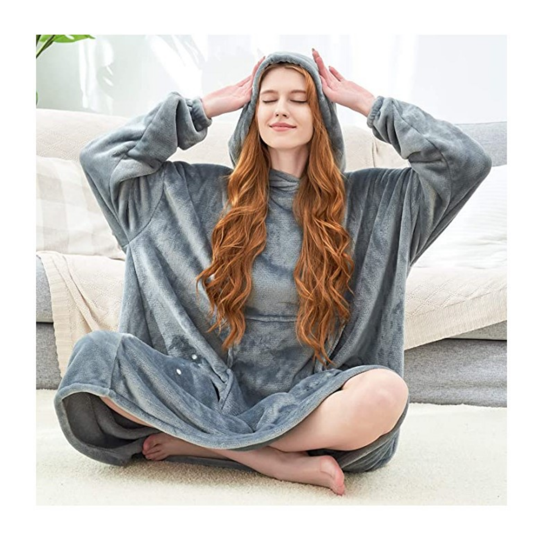 Oversized Microfiber & Sherpa Wearable Blanket 5