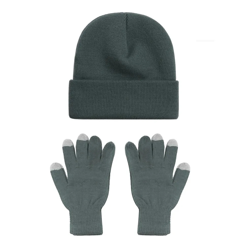 Winter Beanie Hat Gloves Set 2
