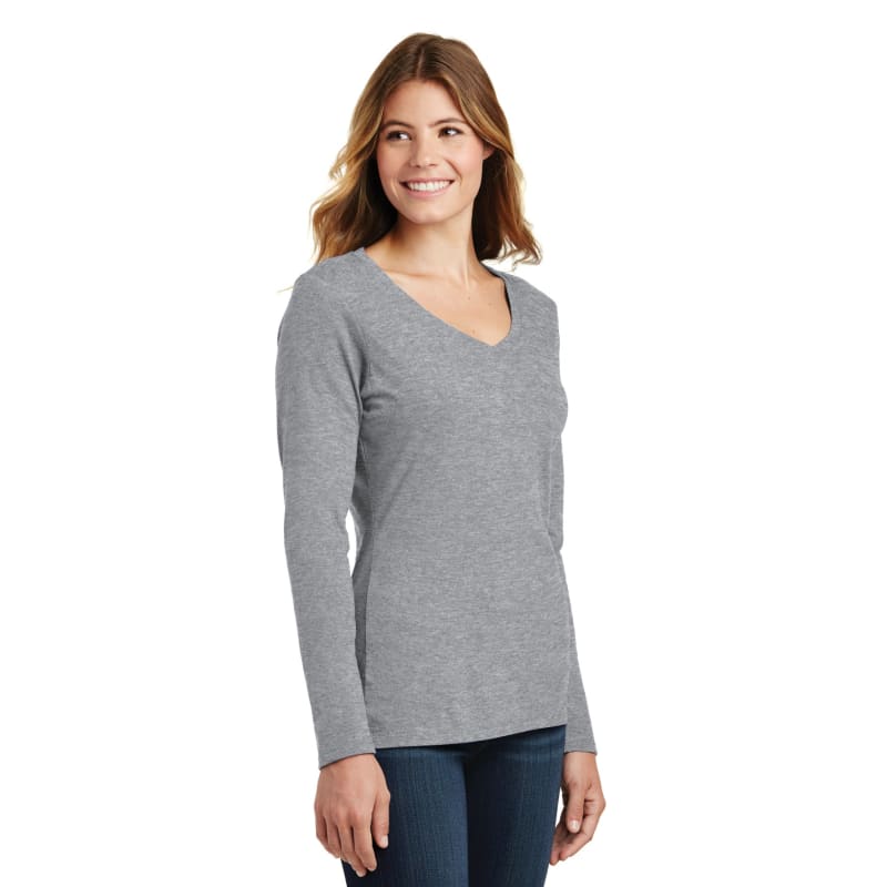 Port & Company Women's Long Sleeve Fan Favorite V-Neck Tee. 74