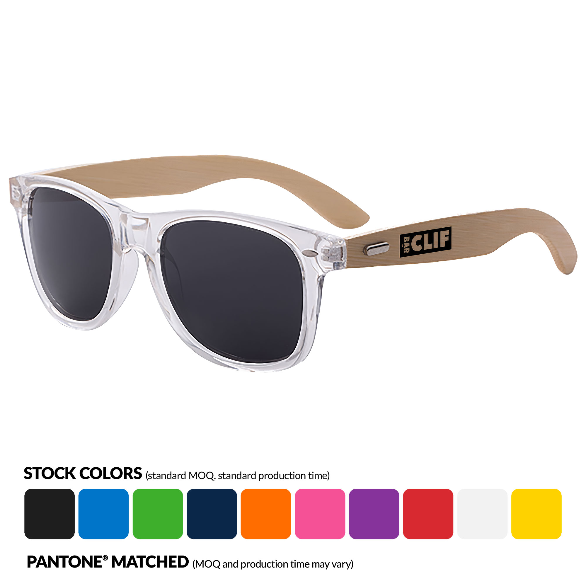 Clear Bamboo 2-tone Retro Promotional Sunglasses 3