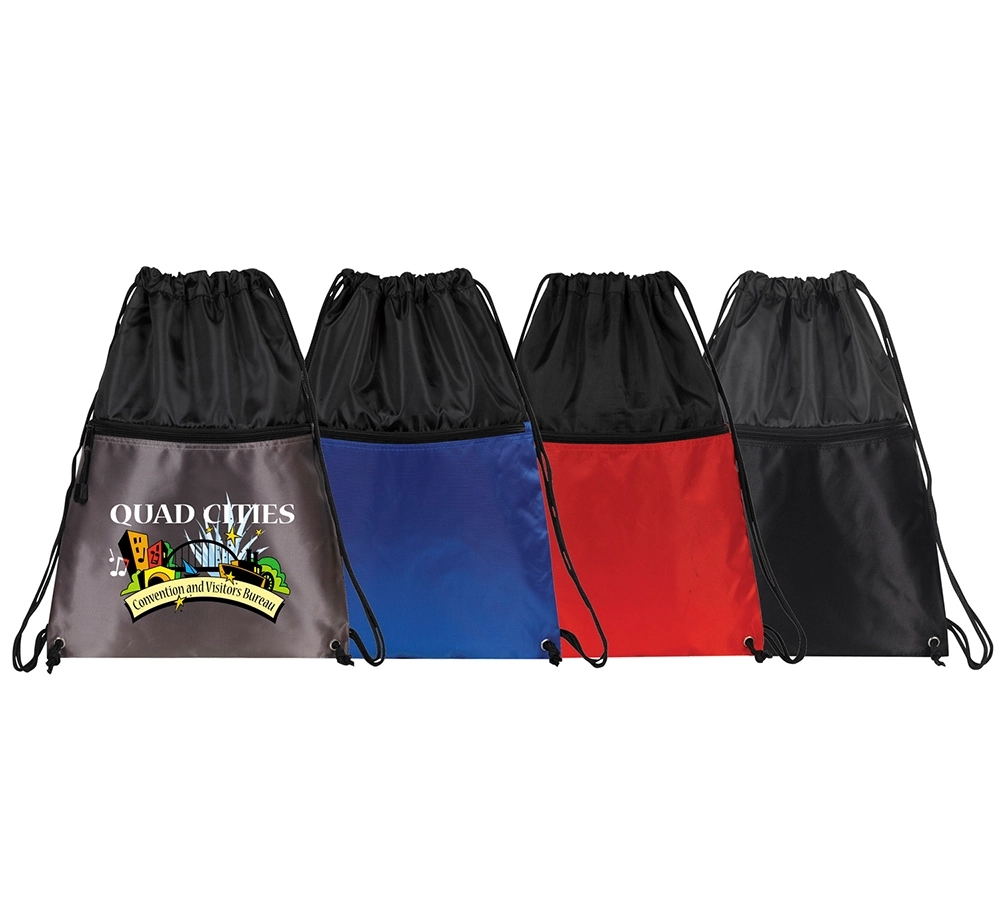 Drawstring Backpack W/Zipper Pocket