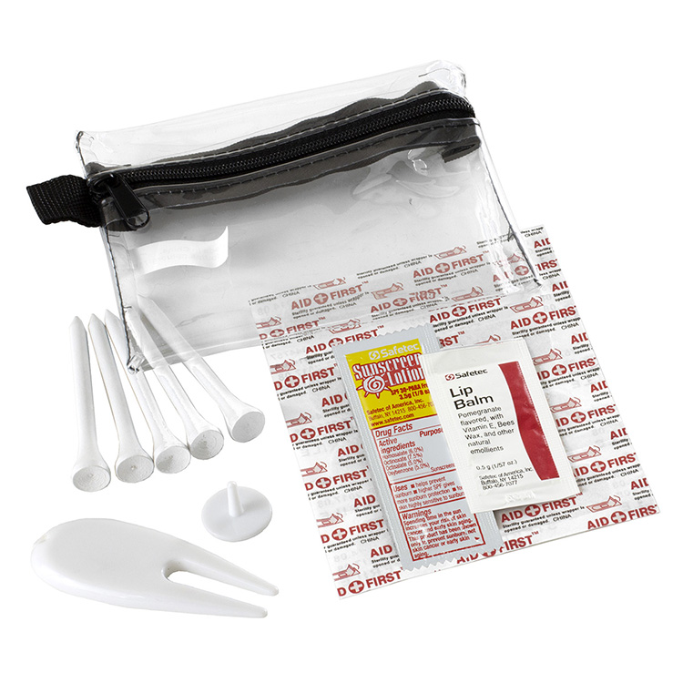 "DEL MONTE" 14 Piece Golf Kit Components inserted into Zipper Pack 10