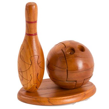 Unique Mahagany Bowling Ball Puzzle 1