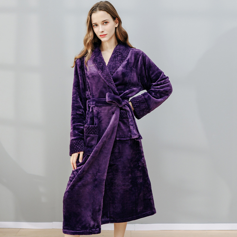 High Quality Women Men Fannel Warm Plush Robes 3