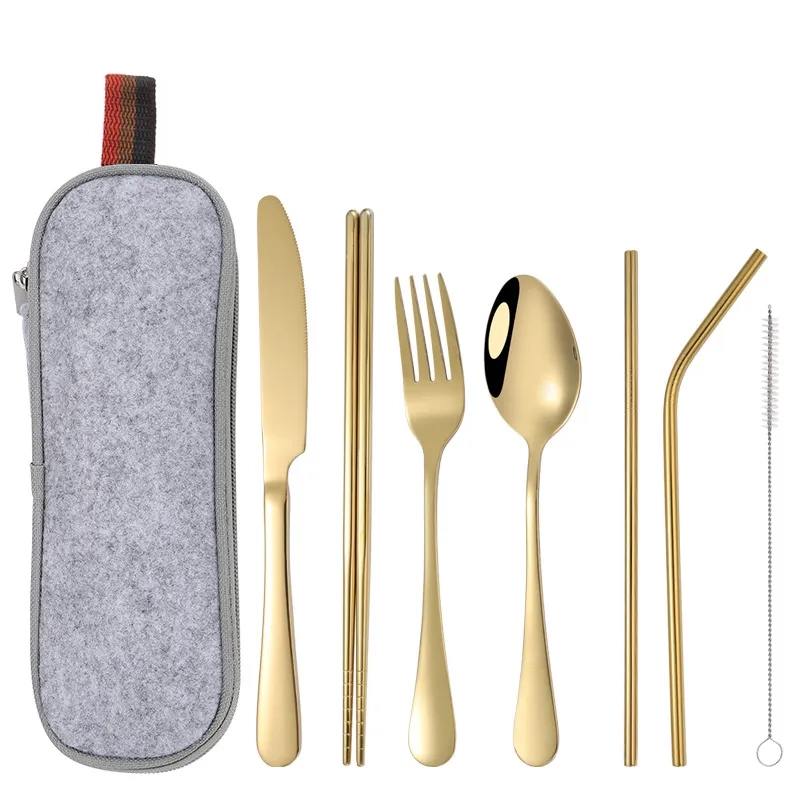 Reusable Stainless steel cutlery set with case 8
