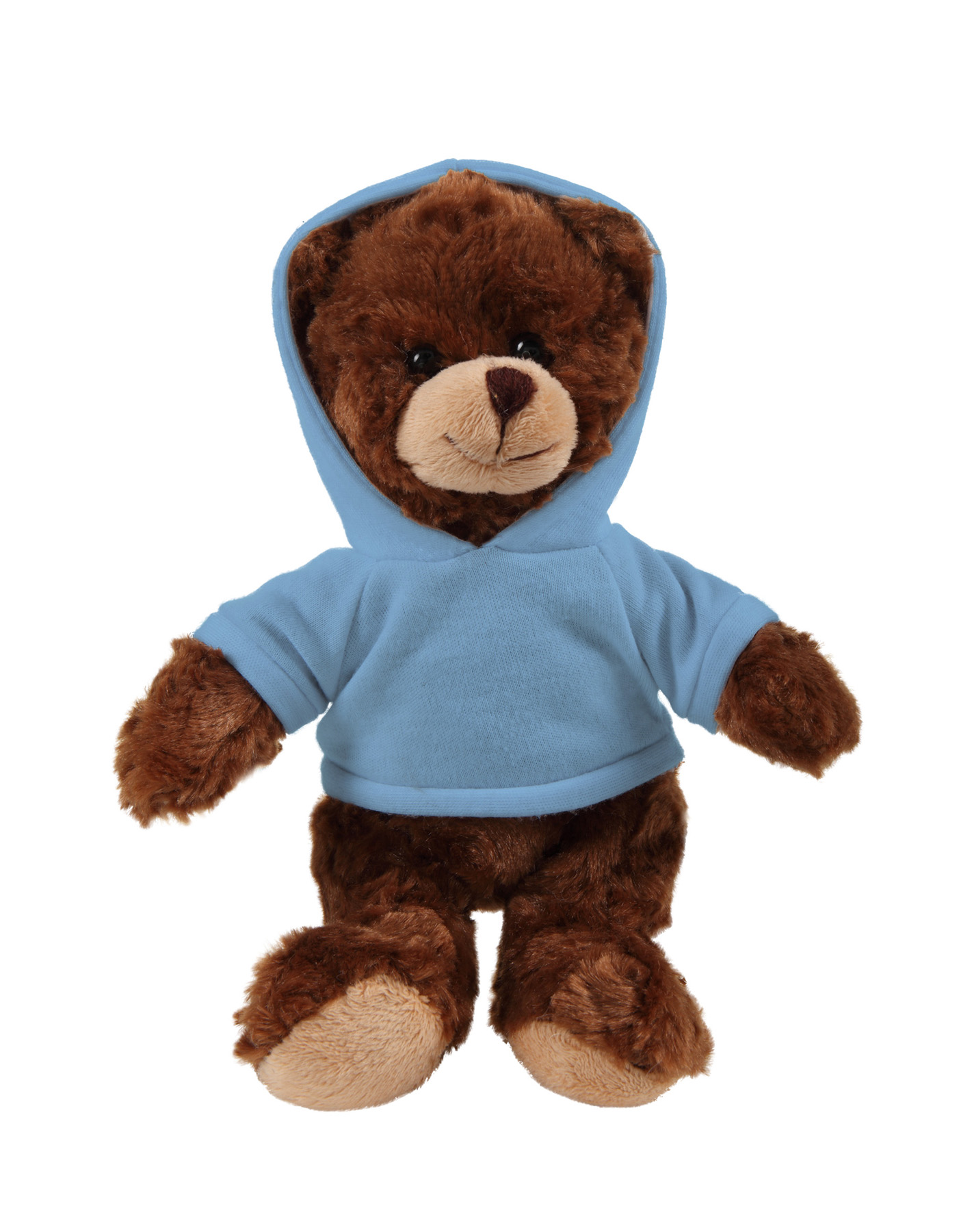 soft plush  Chocolate Curly Sitting Bear with hoodie