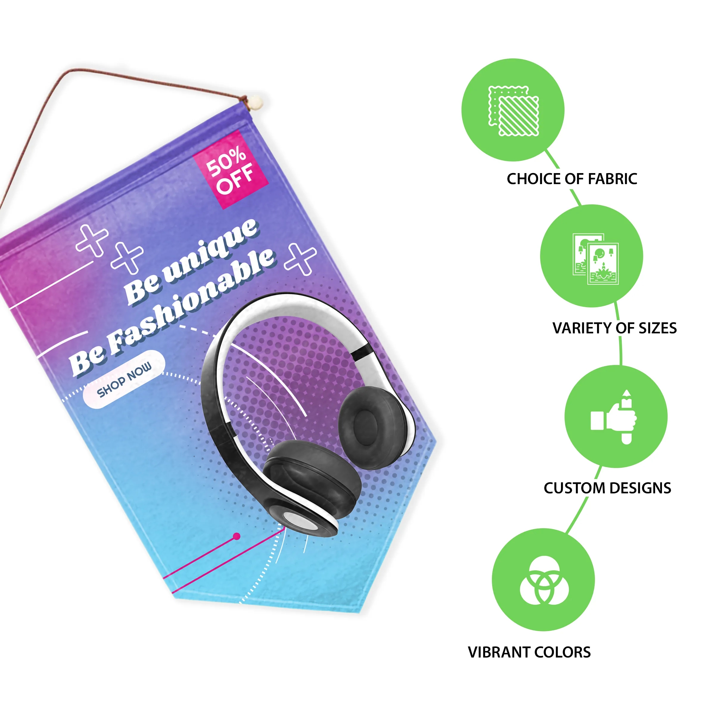 12"x18" Custom Felt Hanging Banner - Solid Back 4