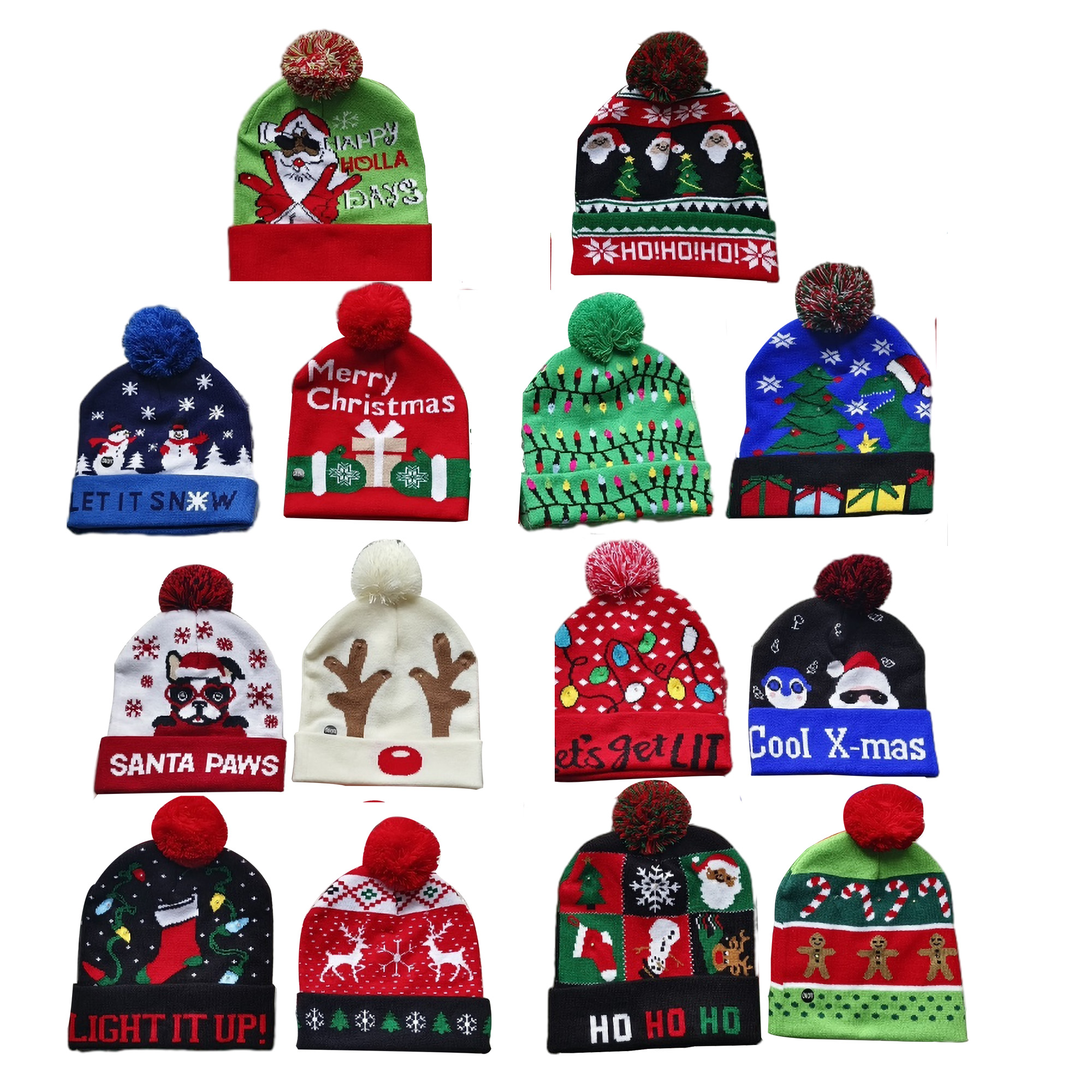 Xmas LED Sweater Hat Winter Christmas Beanie Knitted 3