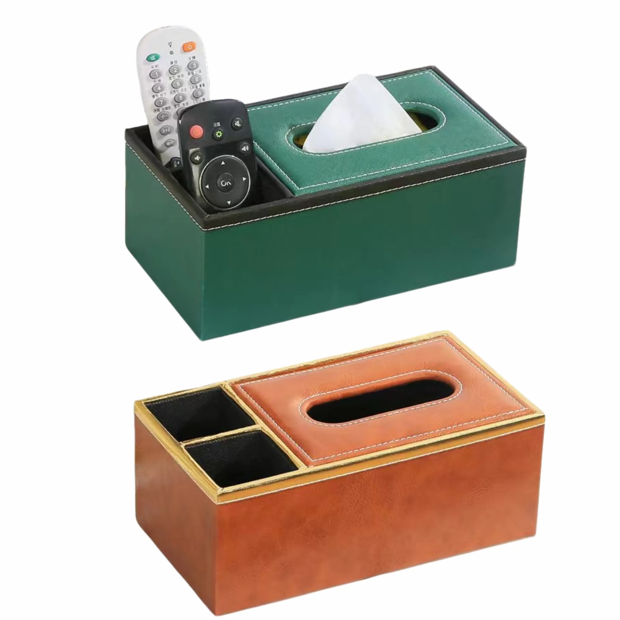 Multifunctional Leather Tissue Box With Remote Control Stora 1