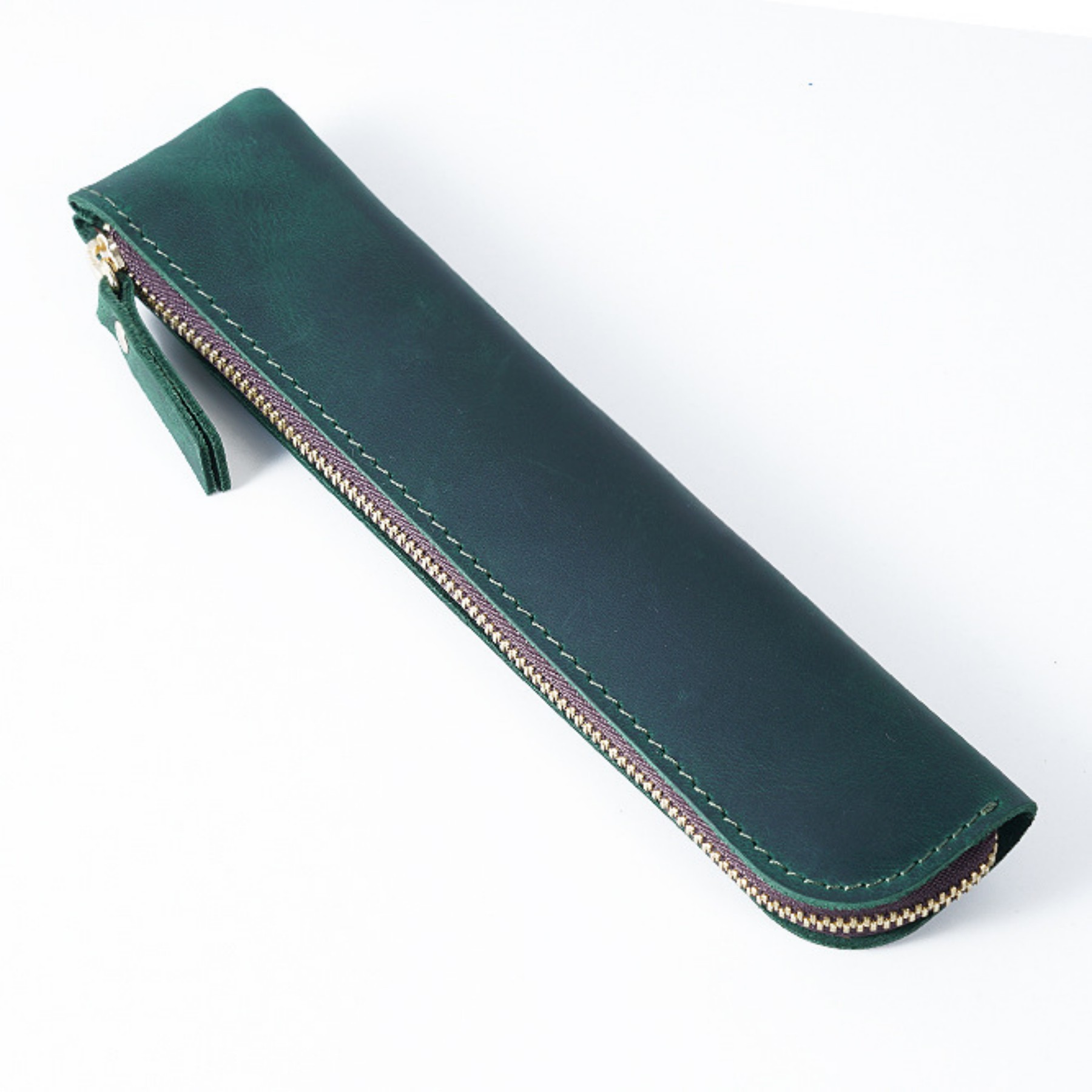 Genuine Leather Zipper Pencil Case 5