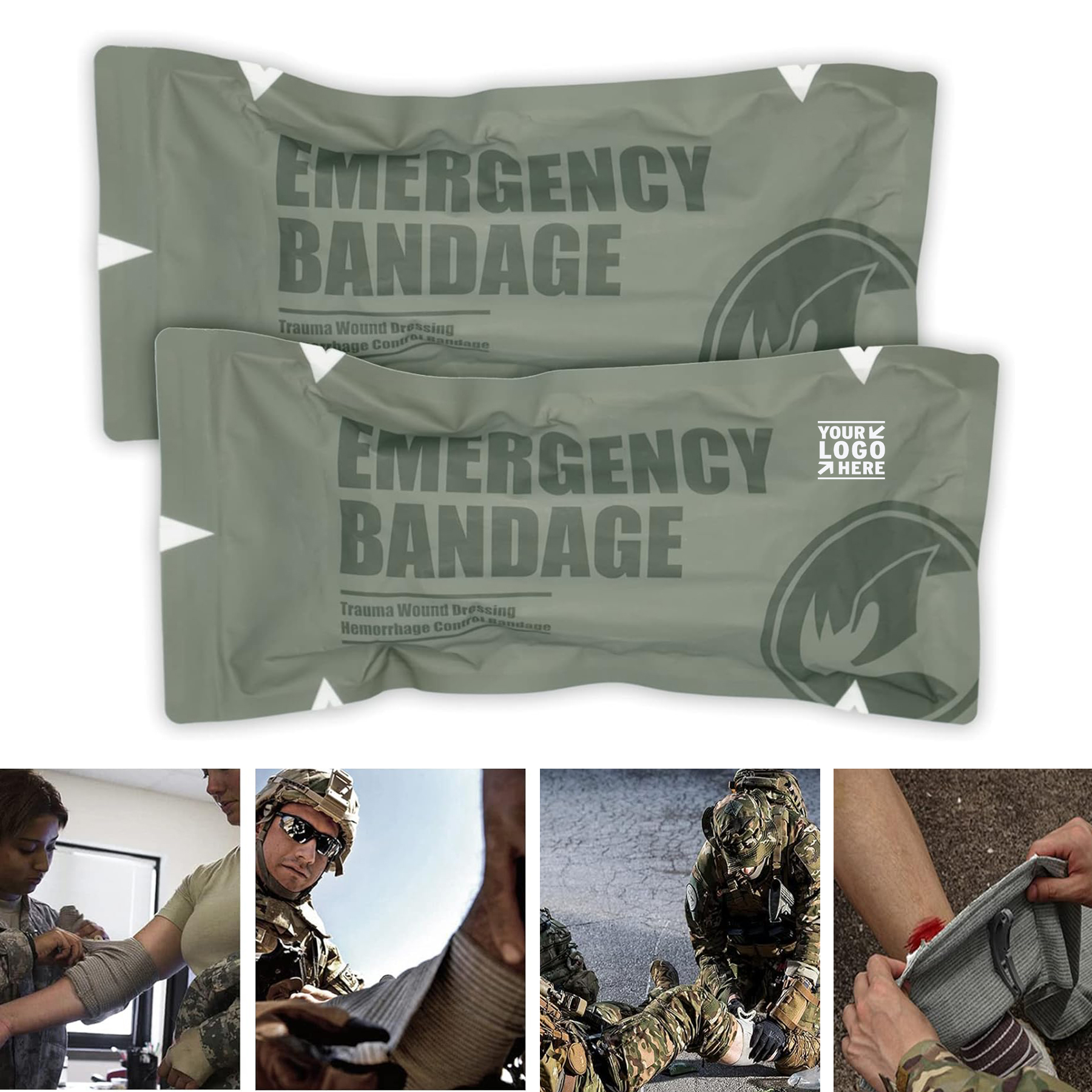 6" Israeli Style Emergency Bandage Compression Trauma Wound Dressing Combat Tactical First Aid Kit 