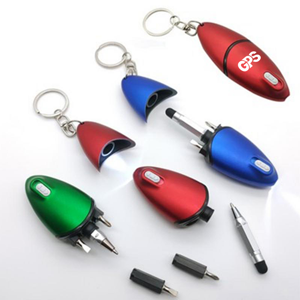 Multi-Function Ballpoint Pen With Led Light Screwdriver And Key Chain