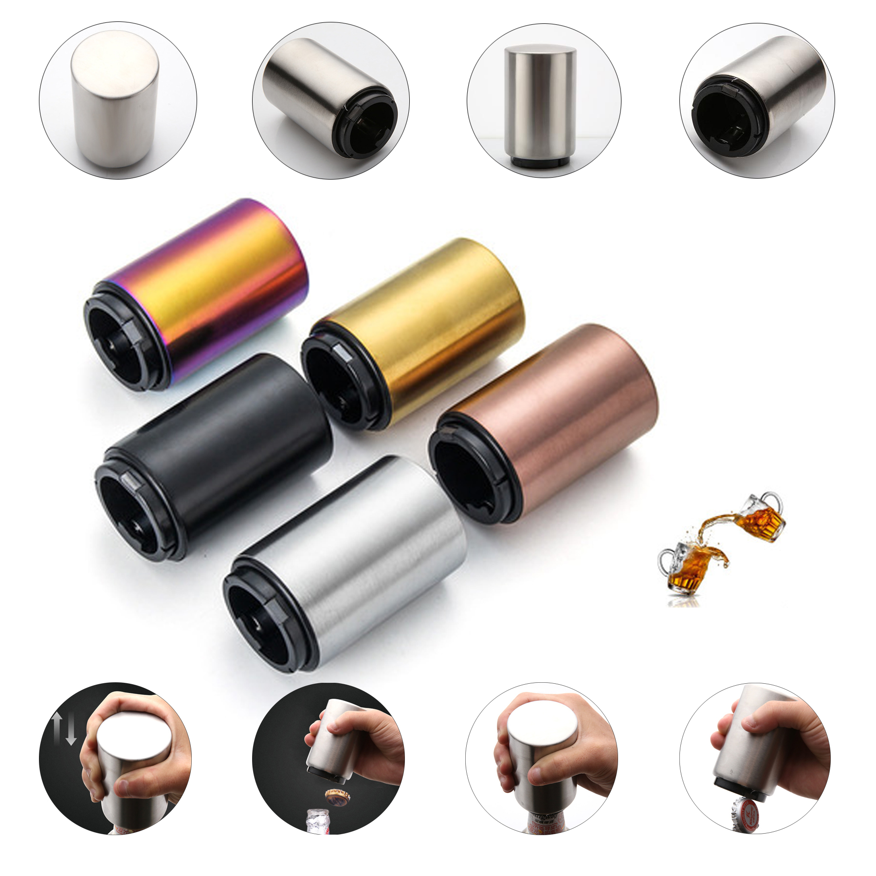 Automatic Press Type Stainless Steel Beer Bottle Opener 2