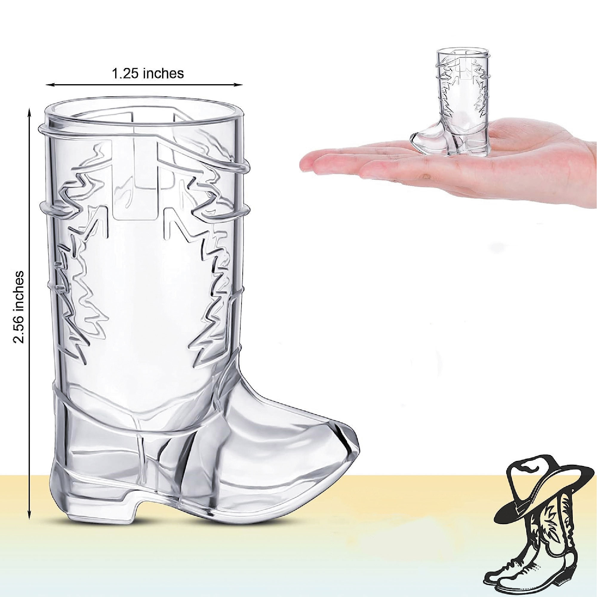 1Oz Mini Cowboy Boot Shot Plastic Cup Reusable 7