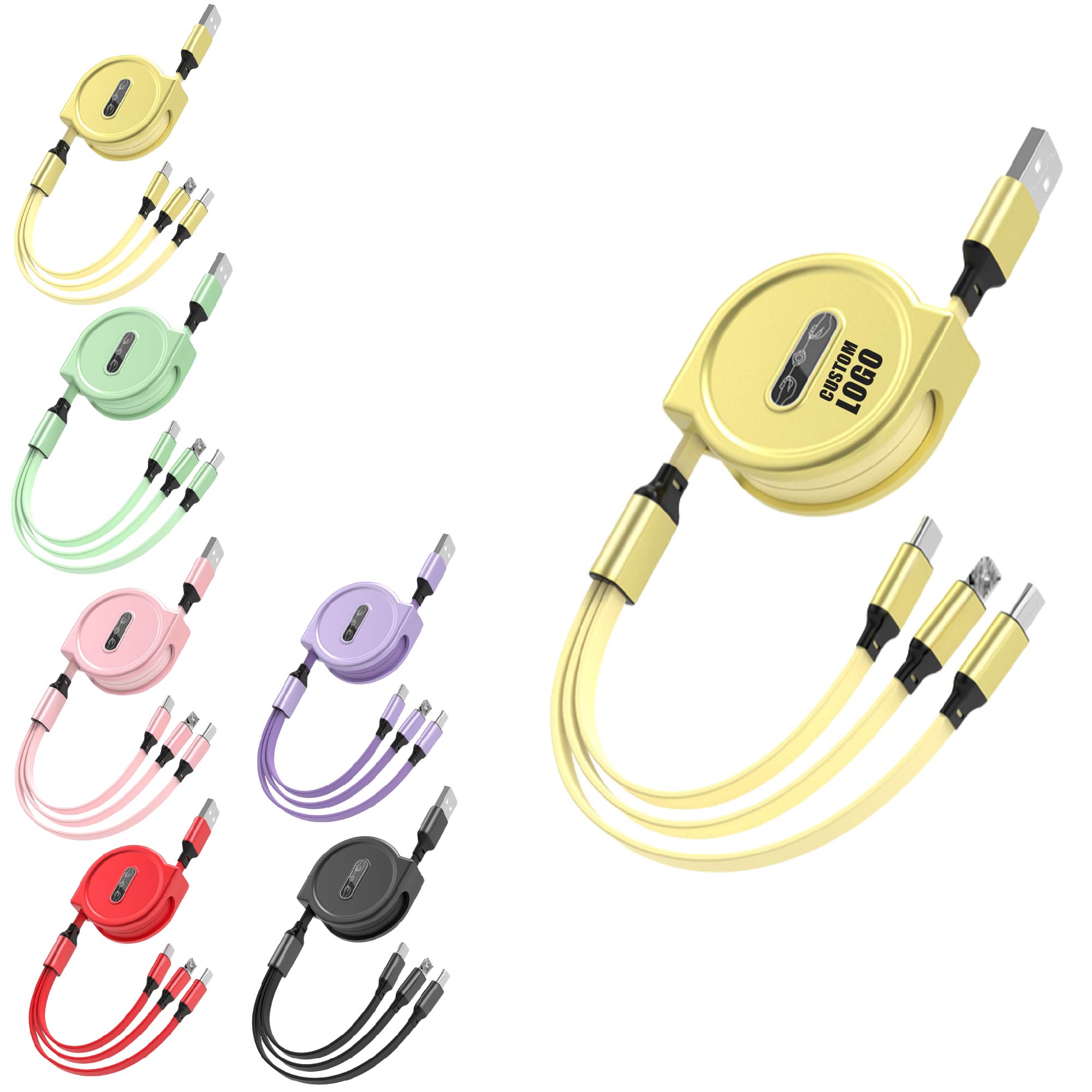 MOQ 10 pcs Triple Head Retractable Cable 2