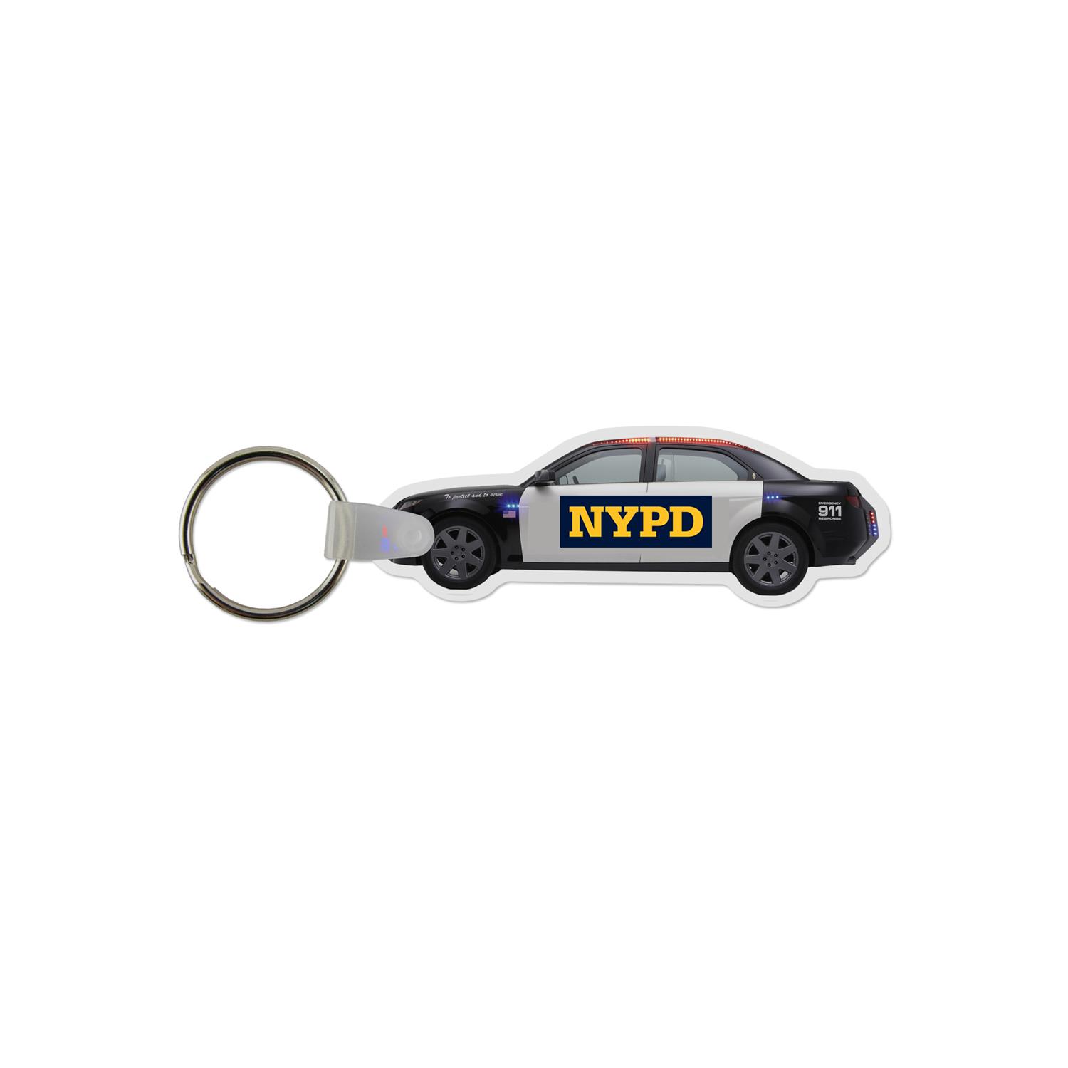 Police Car Shaped USA Made Vinyl Keychain 1