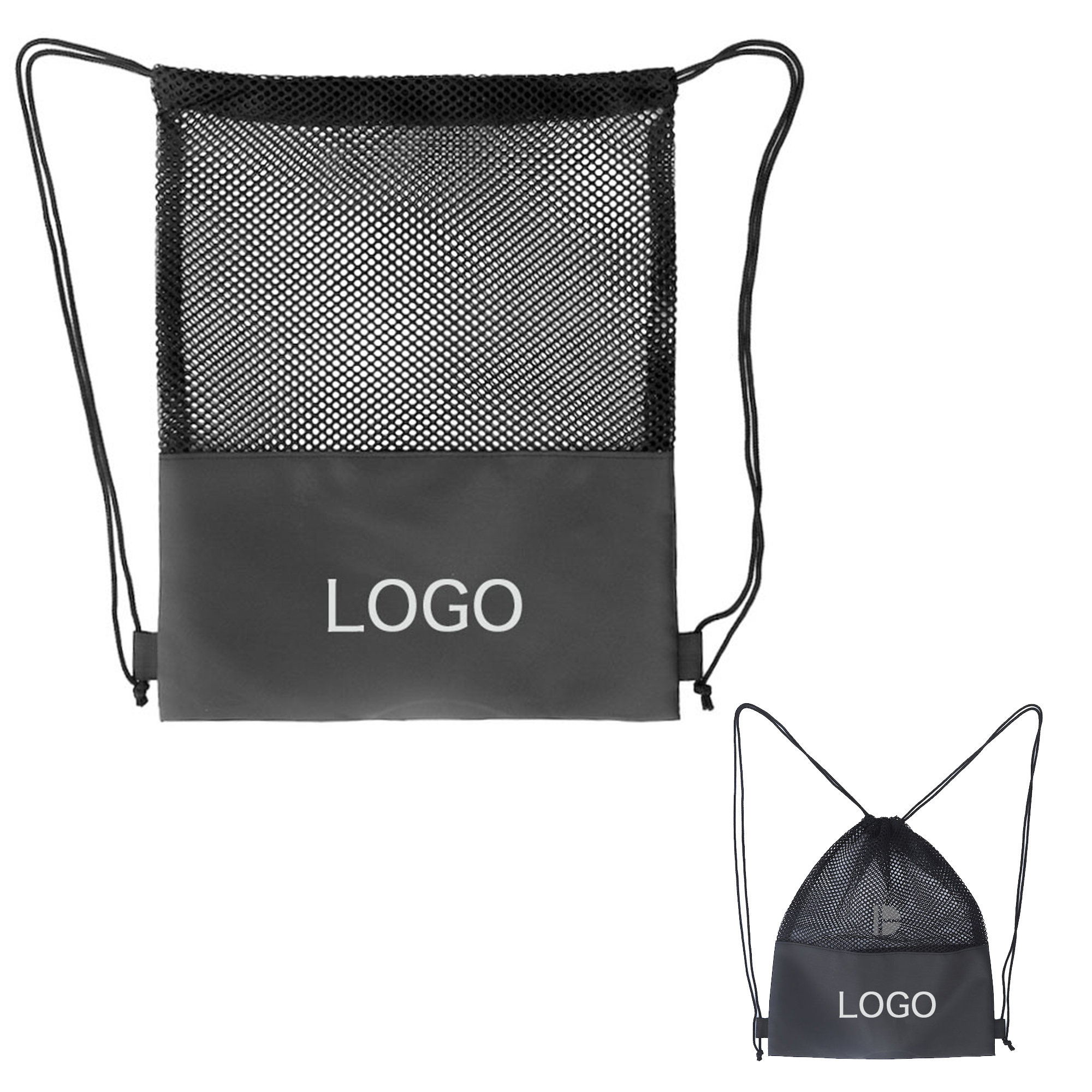 Patchwork Mesh Drawstring Backpack Bag 2