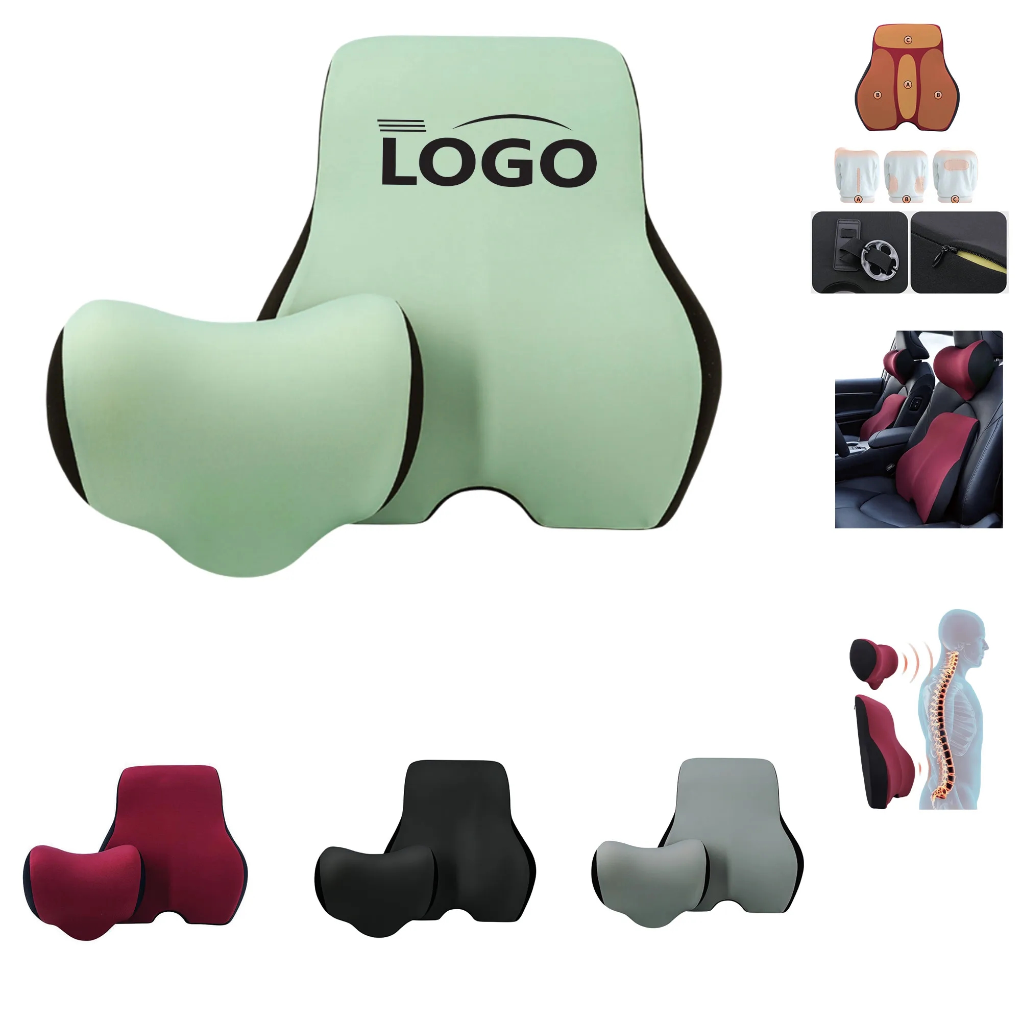 Driver's lumbar Support Memory Foam Headrest