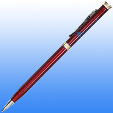 Burgundy - Slim Line Brass Pen with Chrome Trim 1