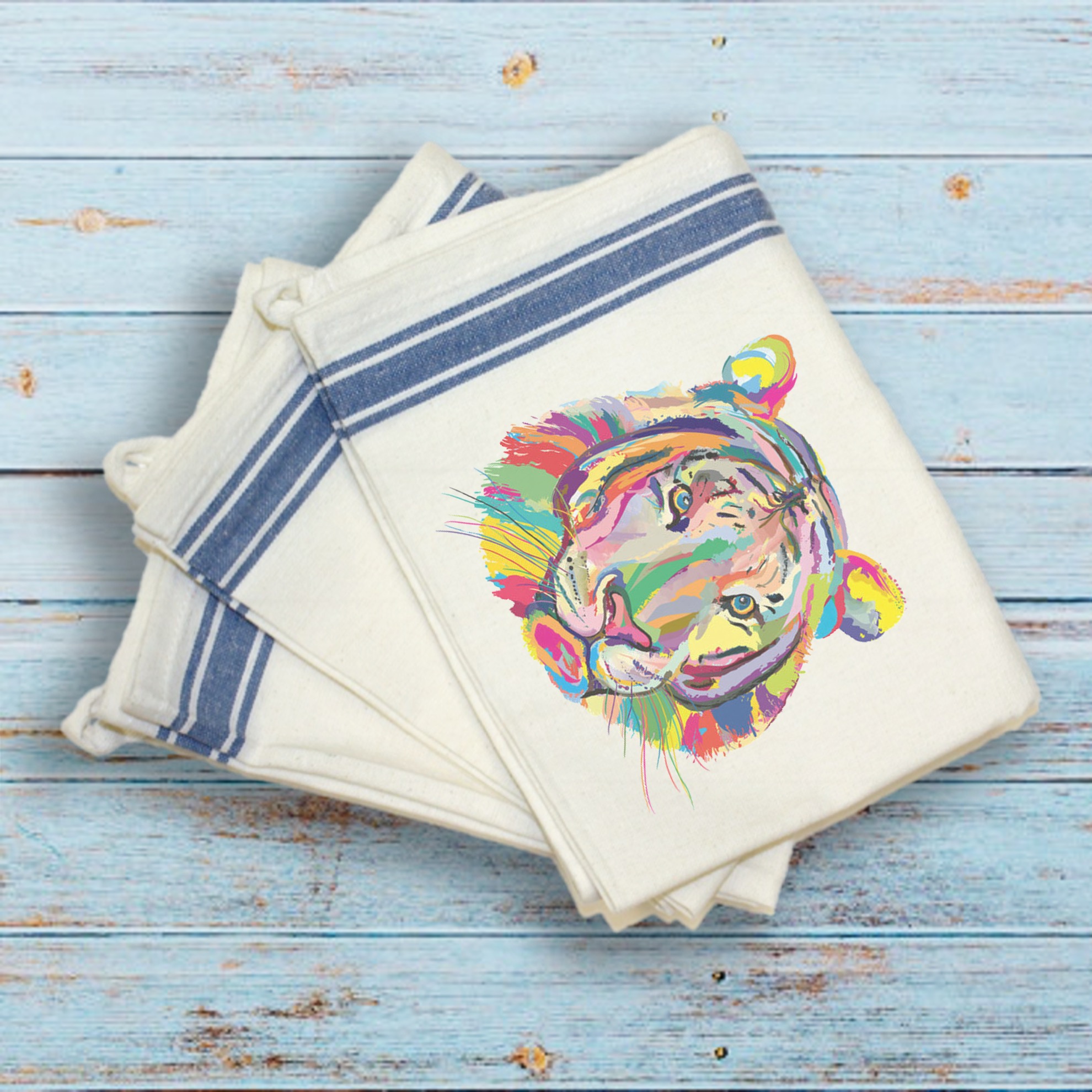 Vintage Stripped Kitchen Towel - Blue Stripe 7