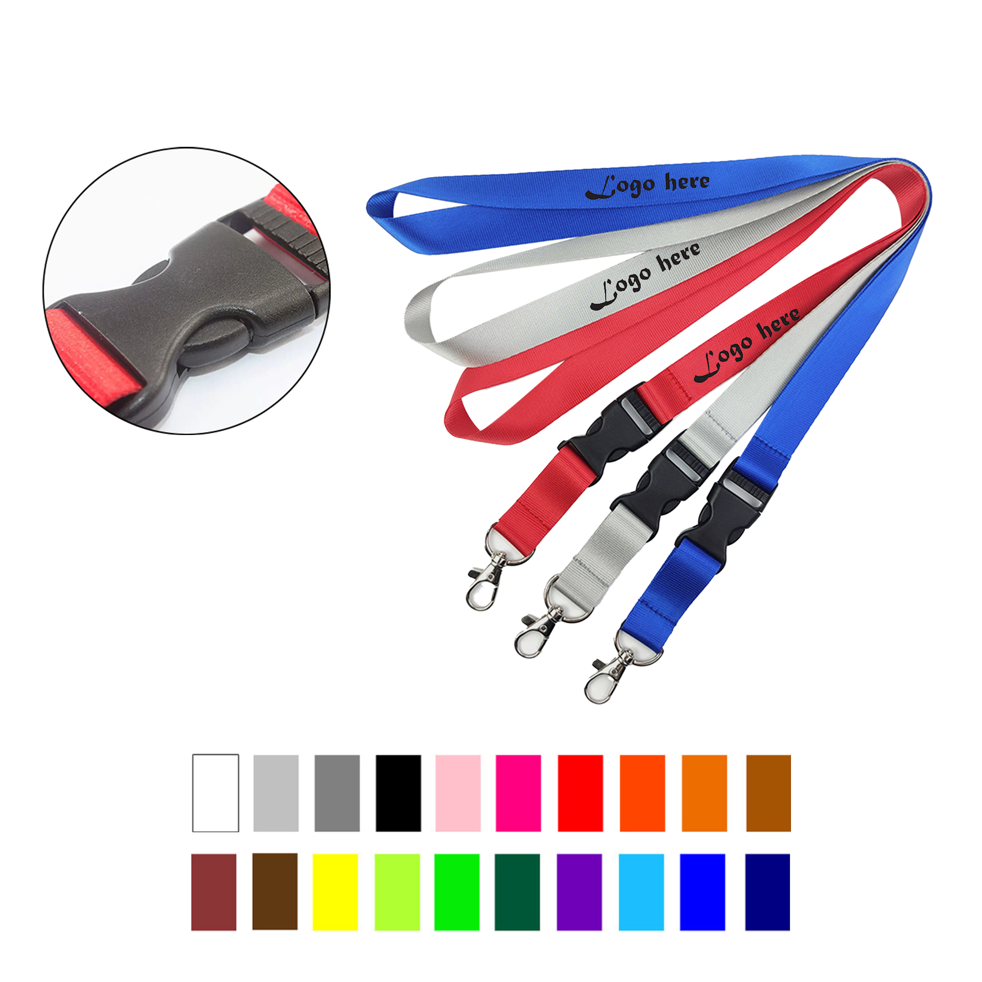 3/4" Custom Polyester Detachable Buckle Lanyard 2