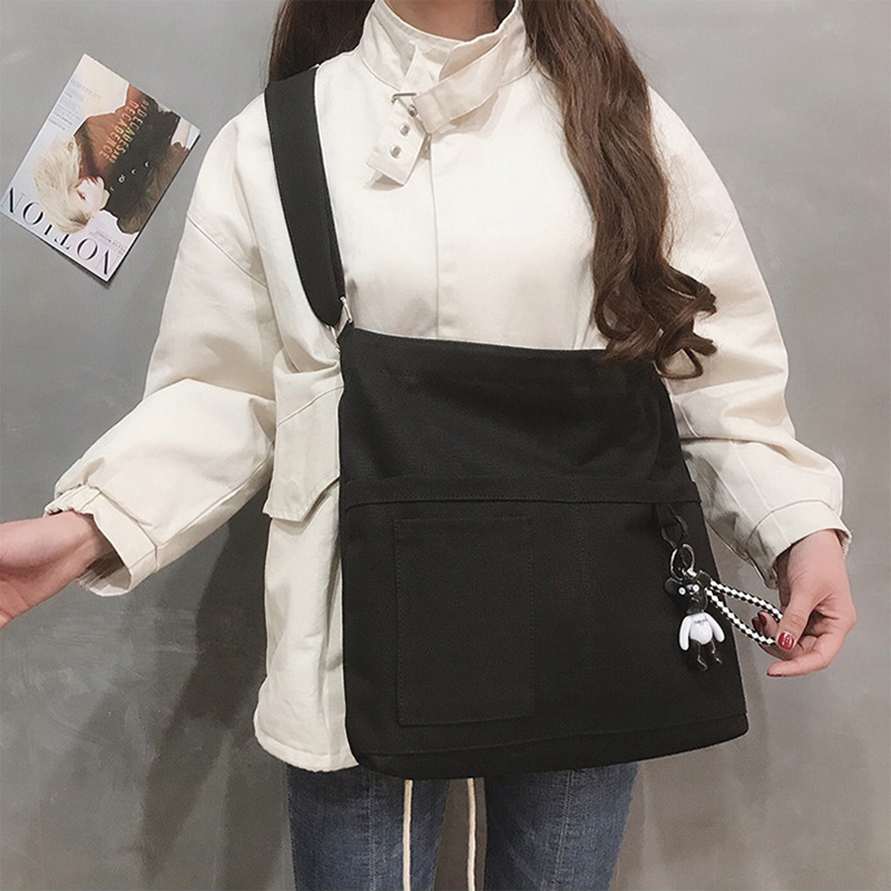 Reusable Canvas Tote Bag w/3 External Pocket 10