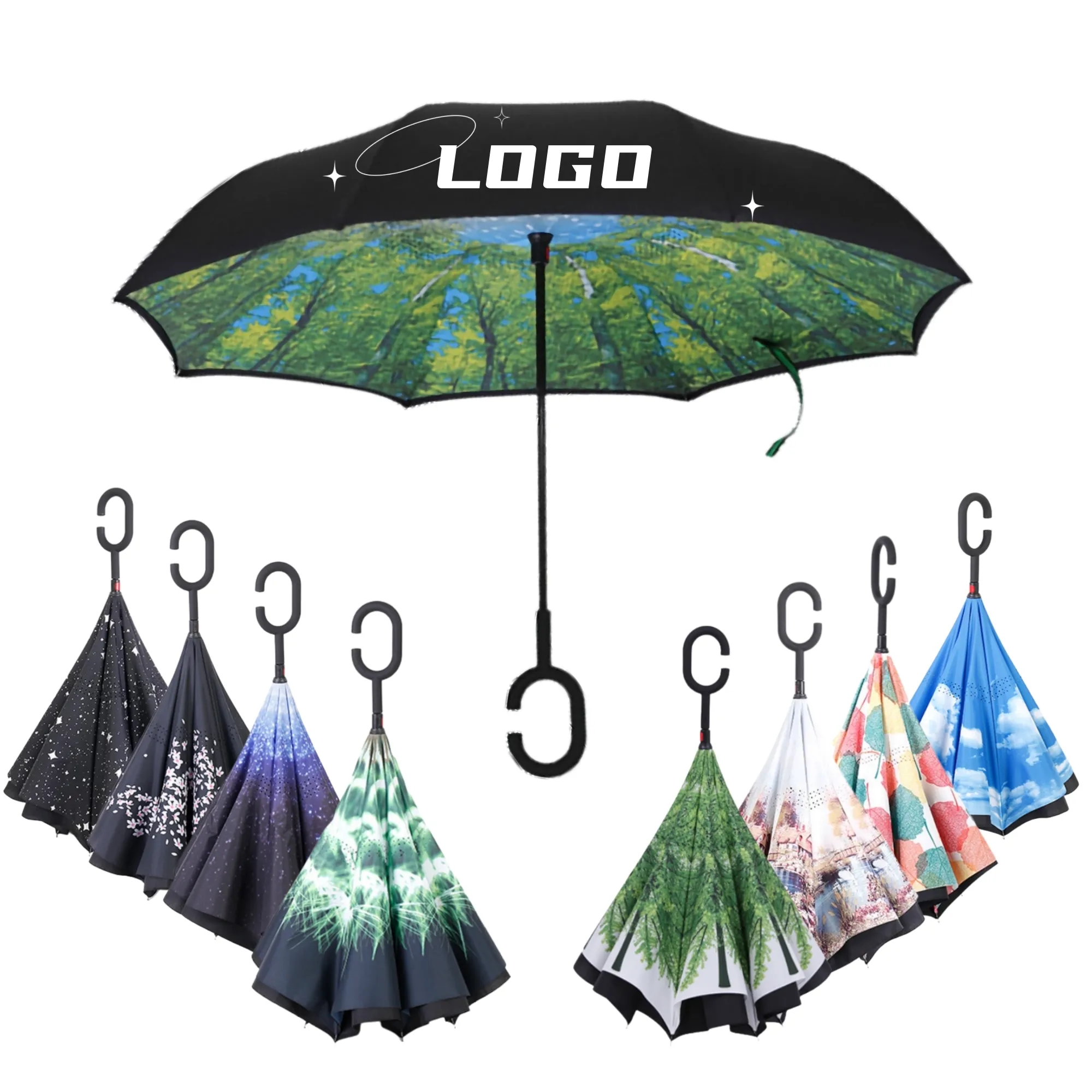 Reverse Folding Umbrella Compact Inverted Windproof 5