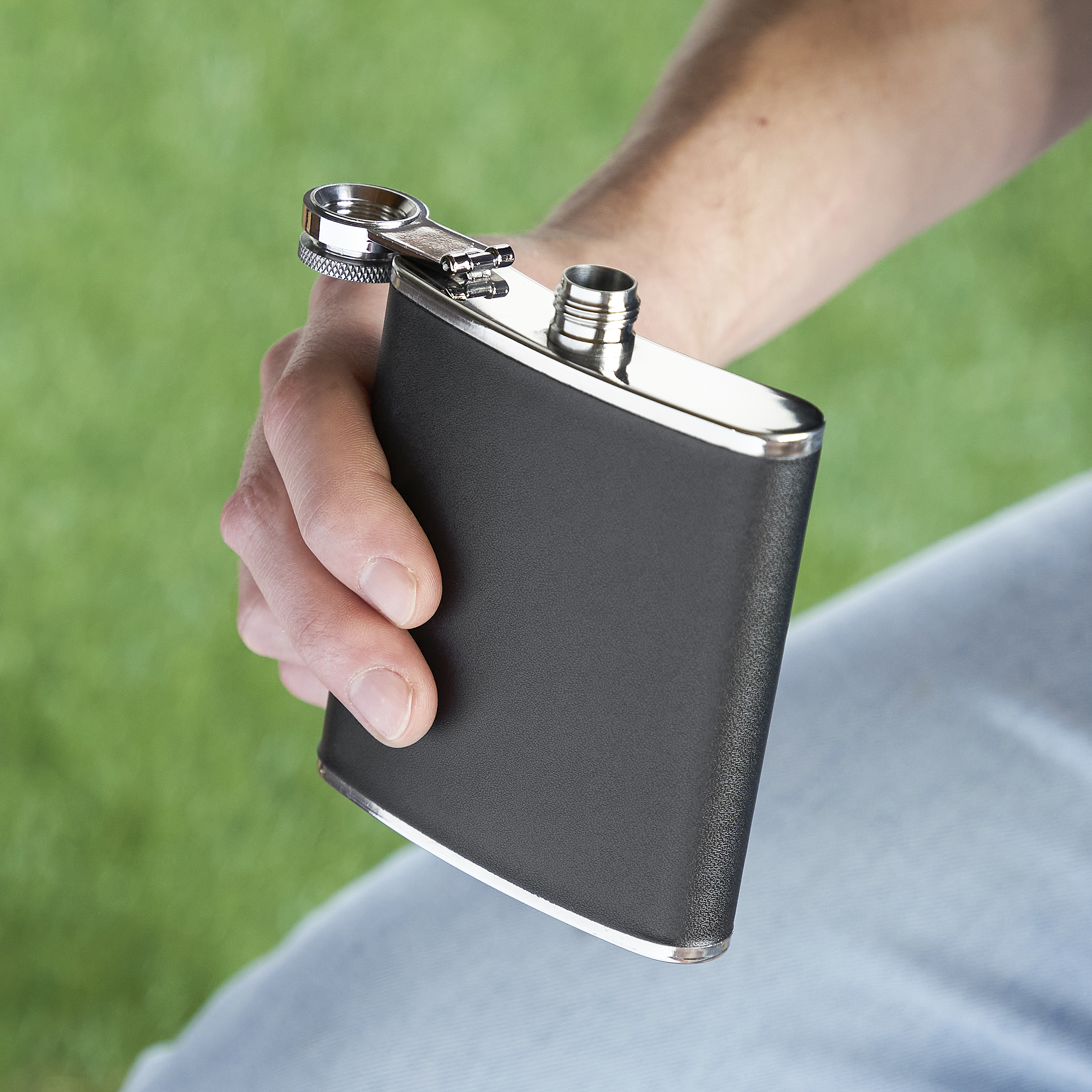 True® Monte Carlo™: 6 oz Faux Leather Flask 1
