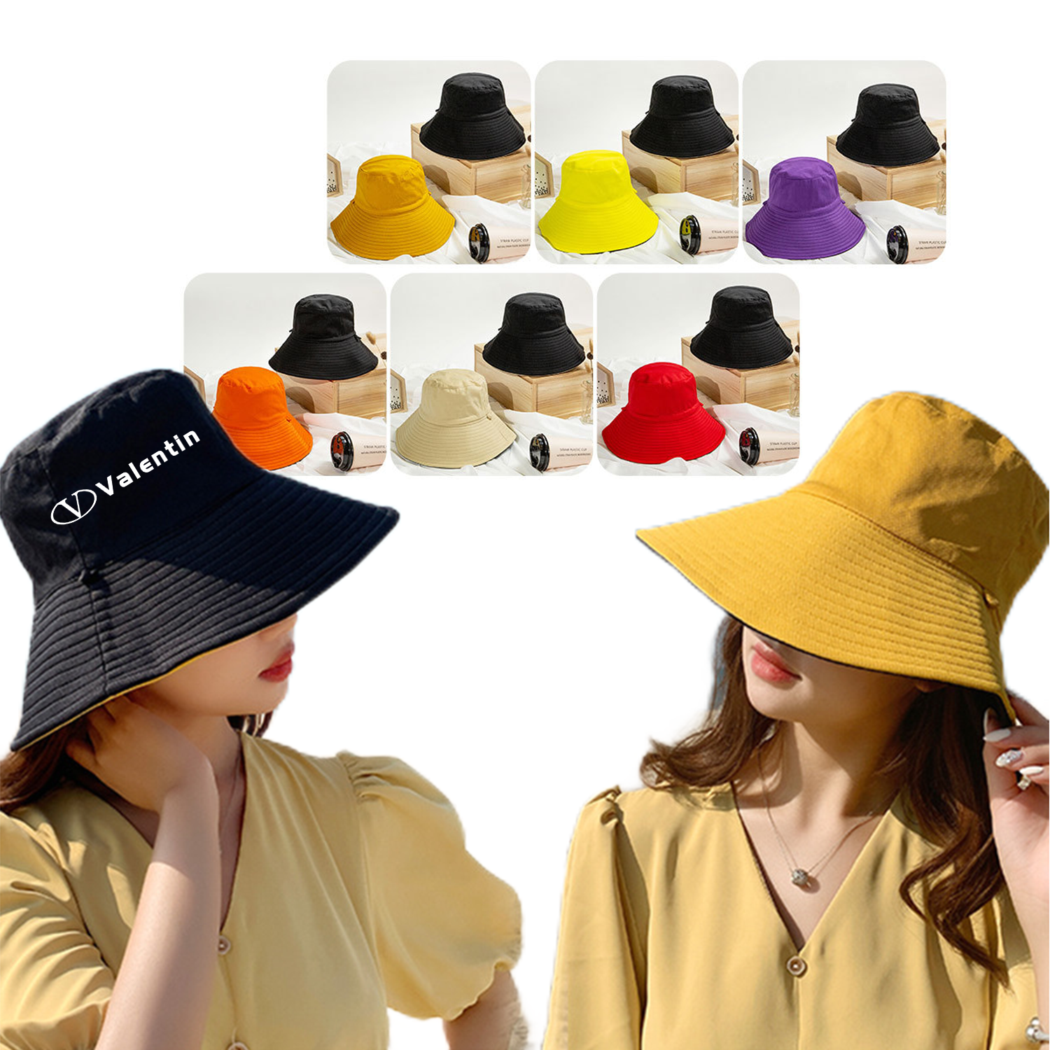 Women Double Sided Bucket Hat 2