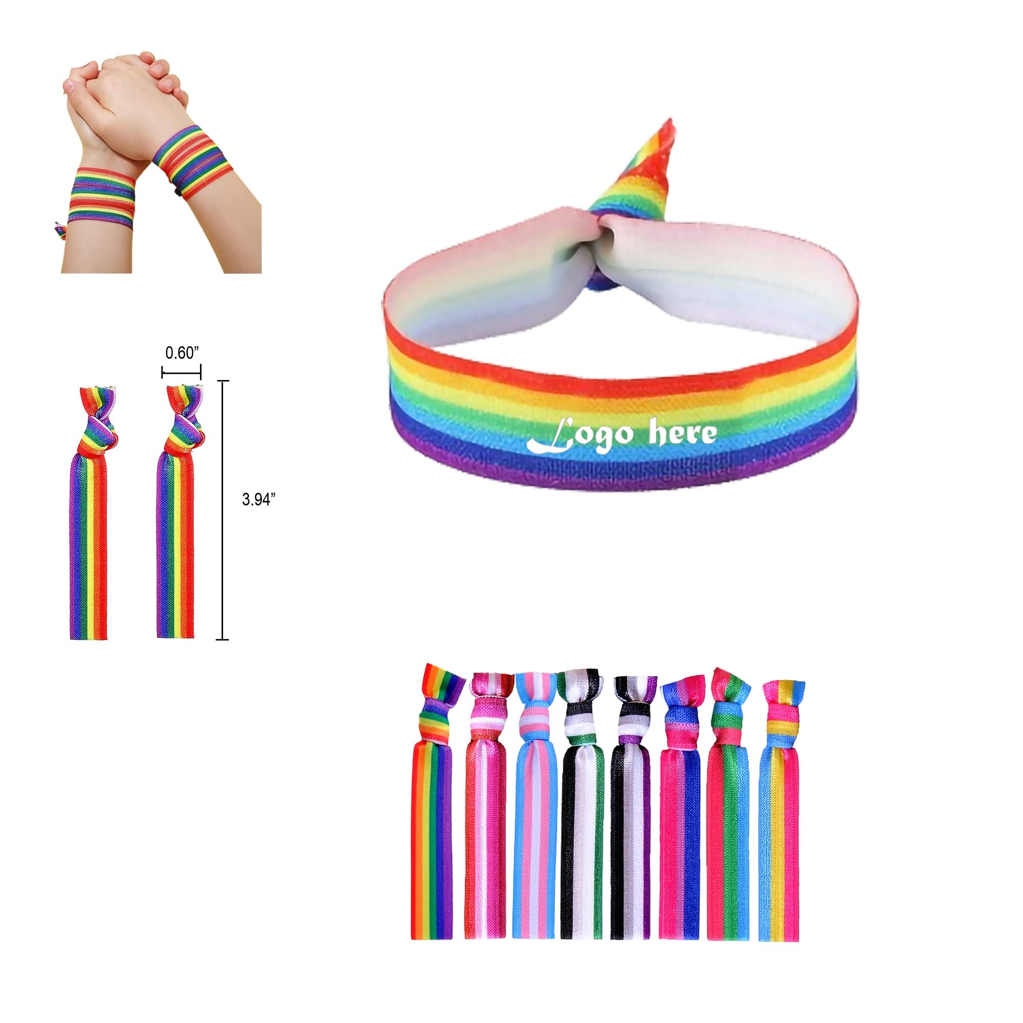 MOQ50 Rainbow Headband Elastic Bracelet WristBands 2