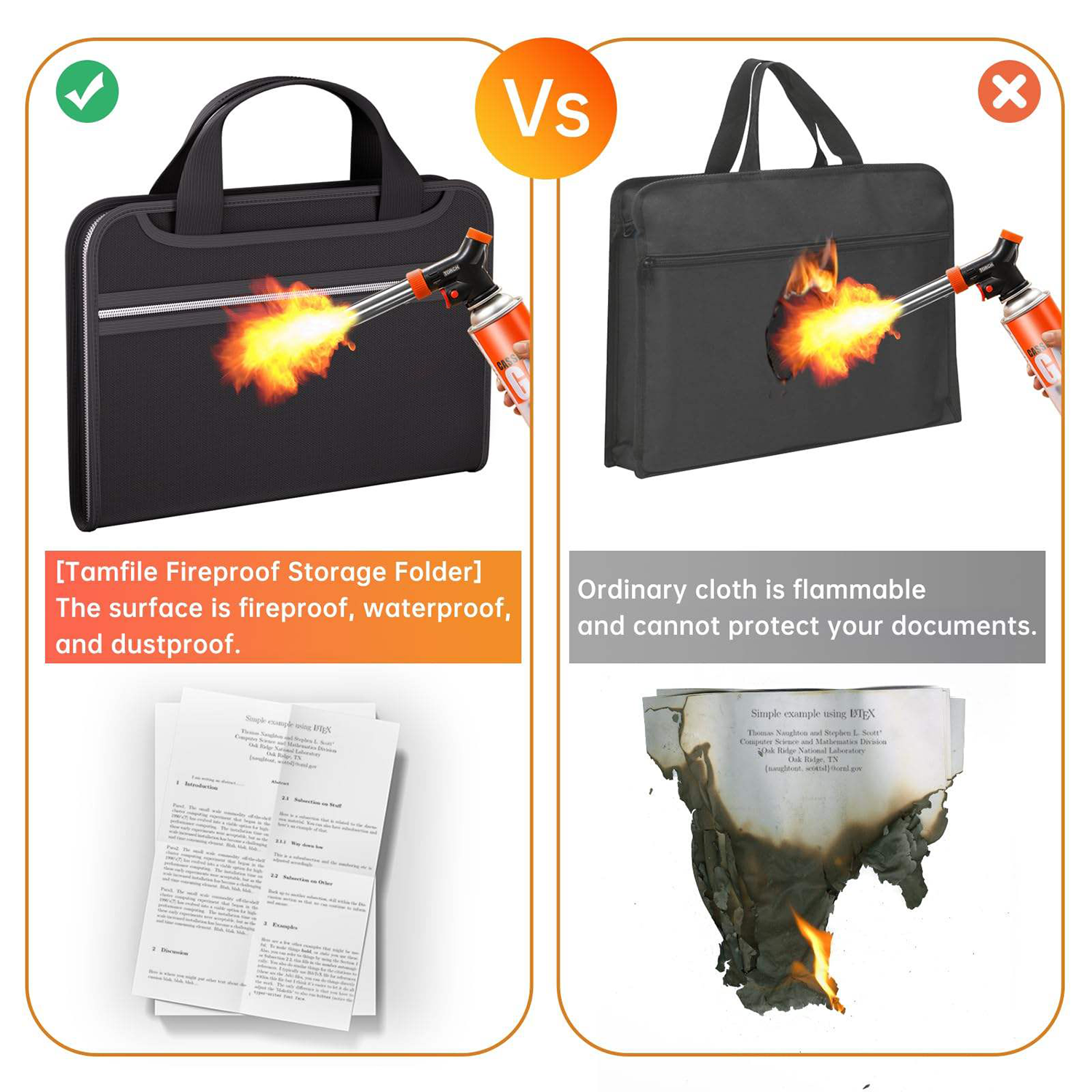 12 Pockets Fireproof Accordion File Organizer w/ Handle 1