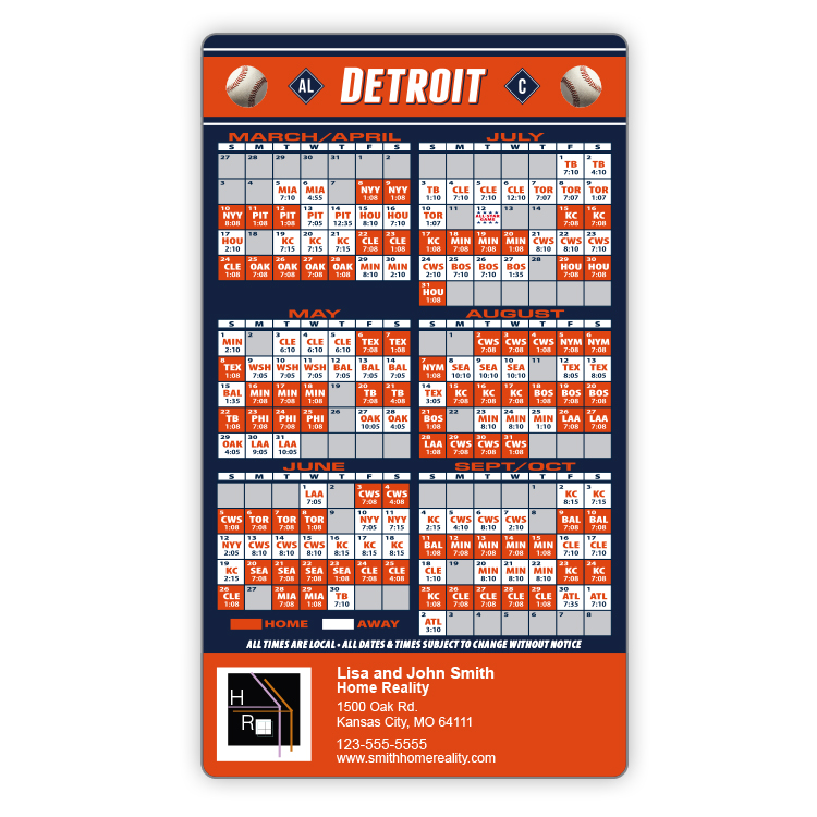Magnet Sport Schedules - 4x7 Baseball Round Corners - 20 mil. 3