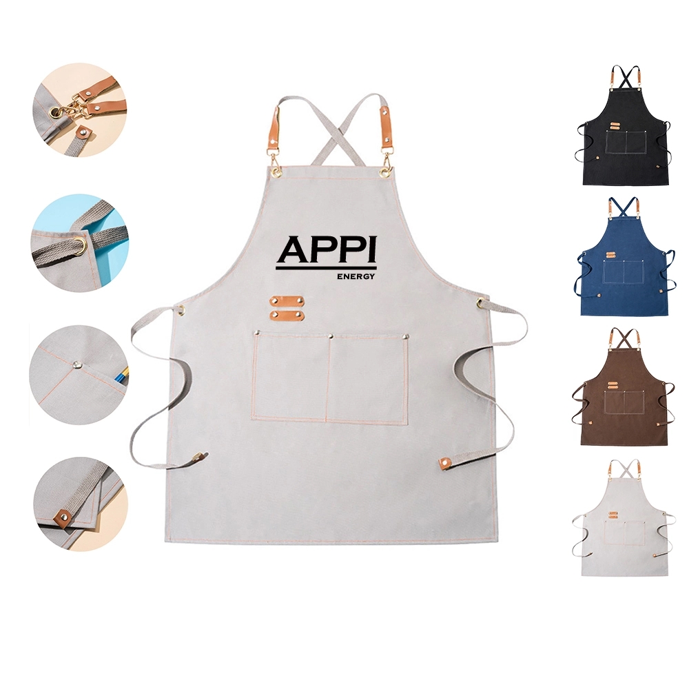 Cotton Canvas Bib Apron with Pocket 3