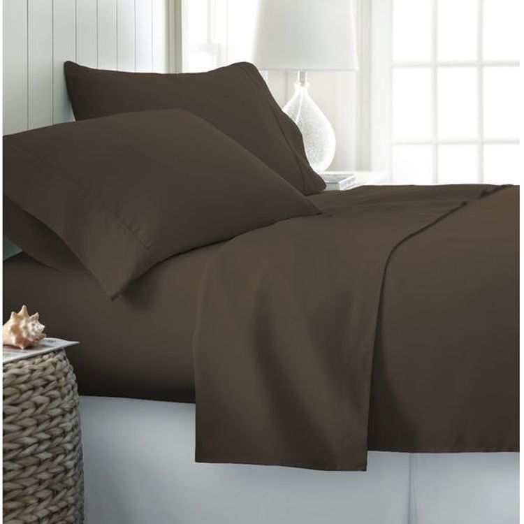 Microfiber Bed Sheet Sets - Chocolate King 4 Piece Double-Brushed 2