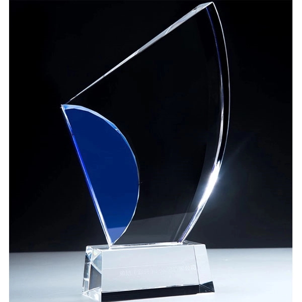 Avant Blue Sailboat Crystal Award 5