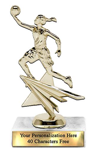 Trophy: 7", 2x3 white marble base, Star Figure Fem 1