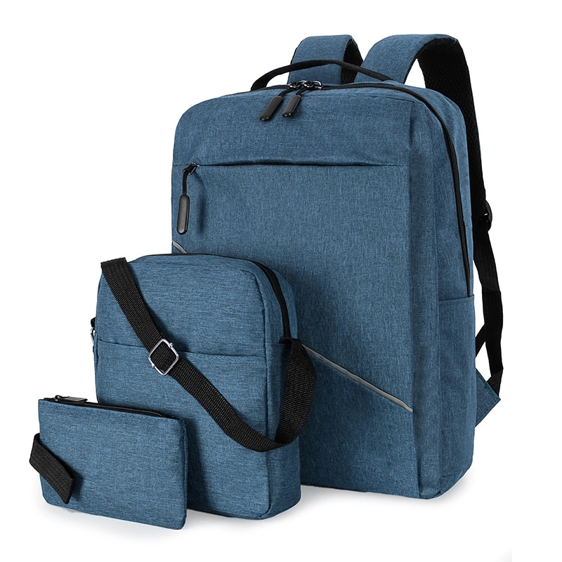 Three-Piece Casual Laptop Backpack With USB Charge Port 9