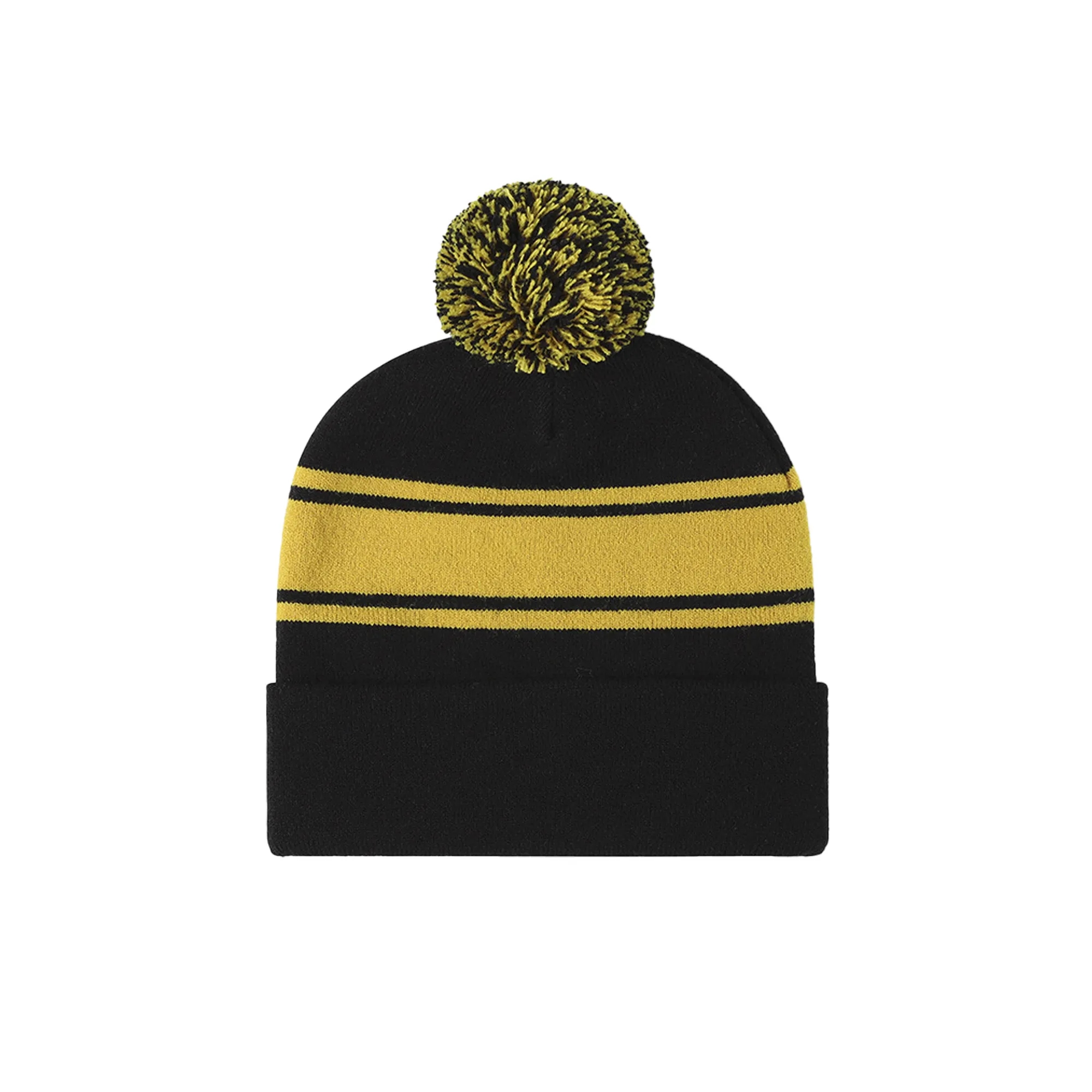 Two-tone Knit Pom Beanie With Cuff 6