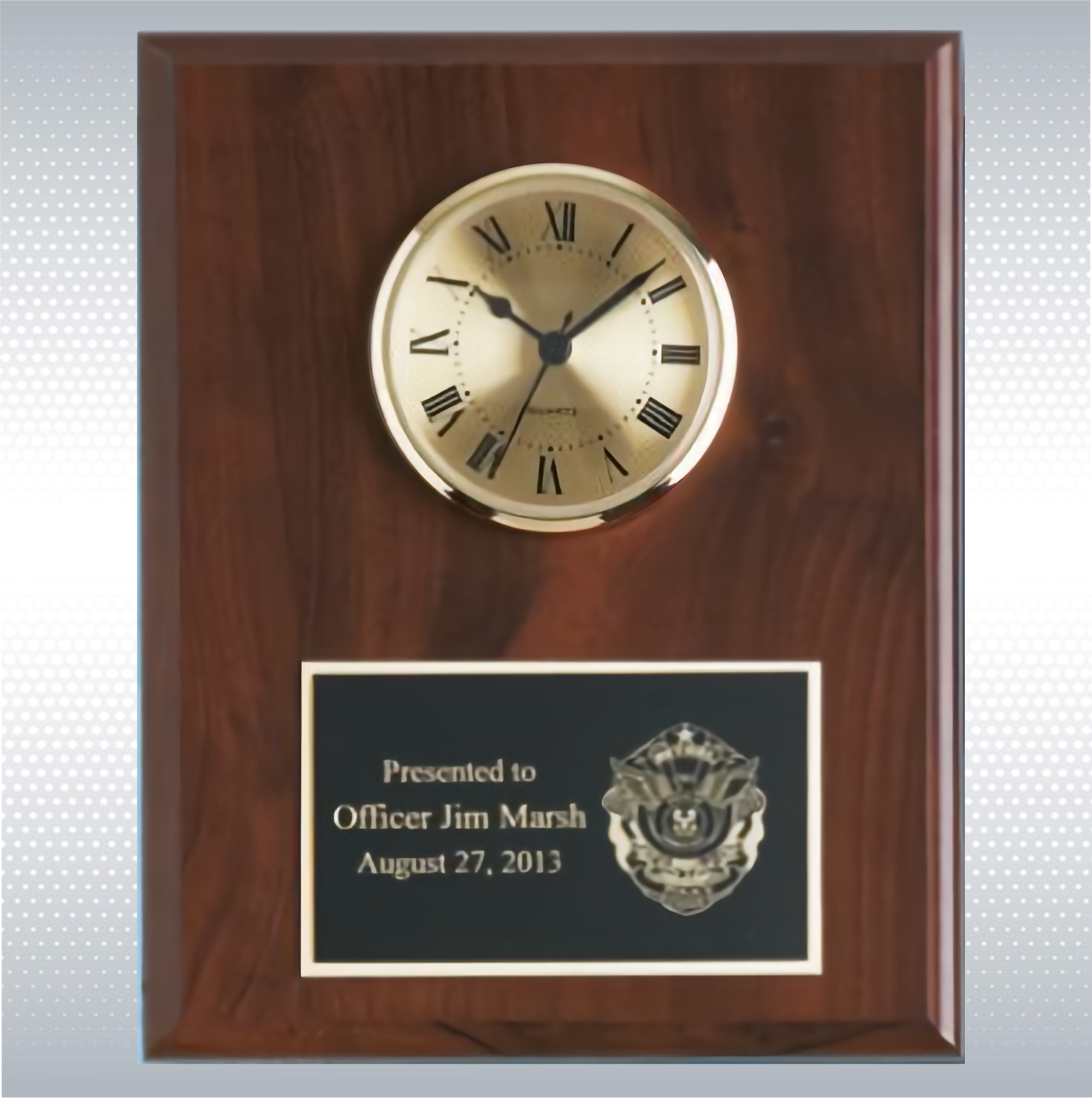 Cherry Solid Wood Plaque W/ Clock (8" X 10") 2