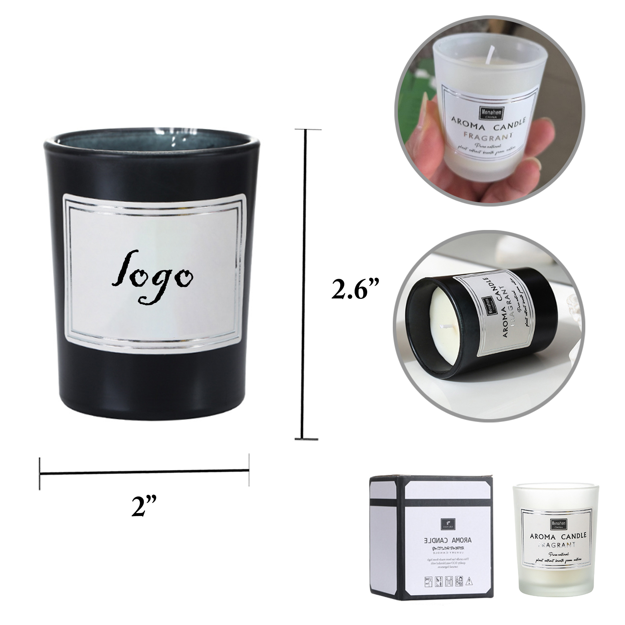MOQ50 Frosted Glass Soy Wax Plant Scented Candle 3