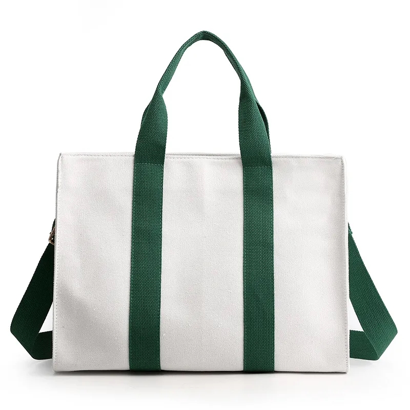 Stylish Canvas Tote Bag Top Zipper Closure 2