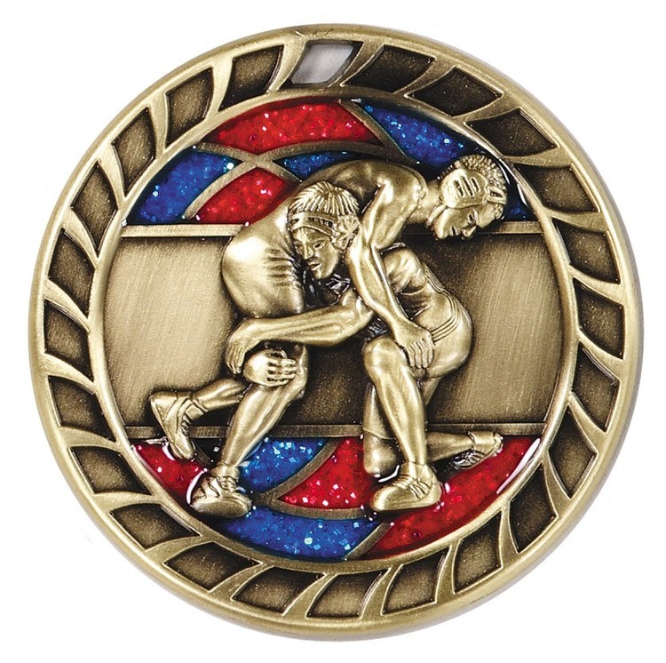 Wrestling Glitter Medal, 2 1/2" 1