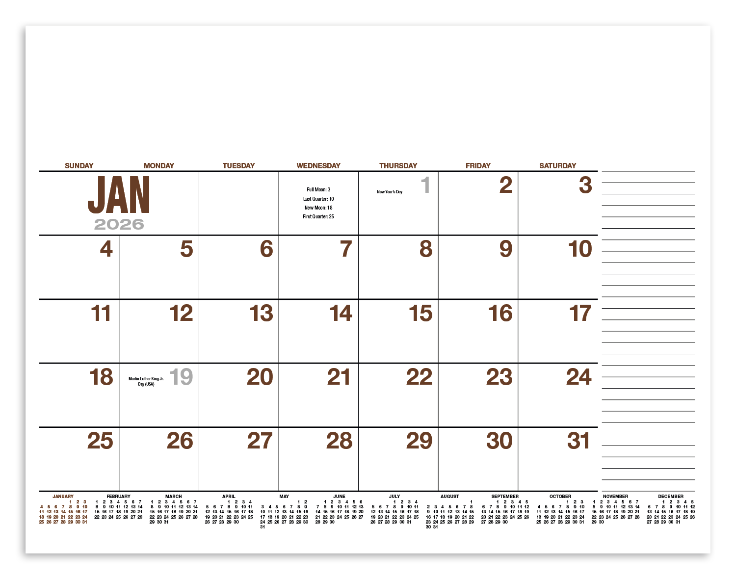 HotLine® Products 13-Month Desk Pad Calendar 8