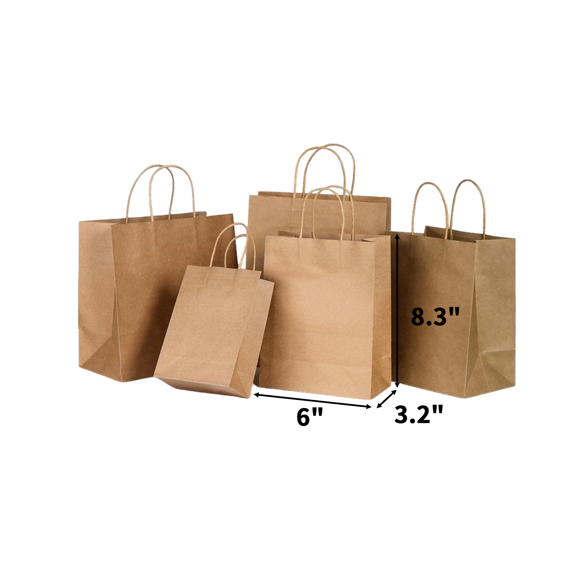 Twisted Handle Kraft Shopper 6" By 3.2" By 8.3" 3