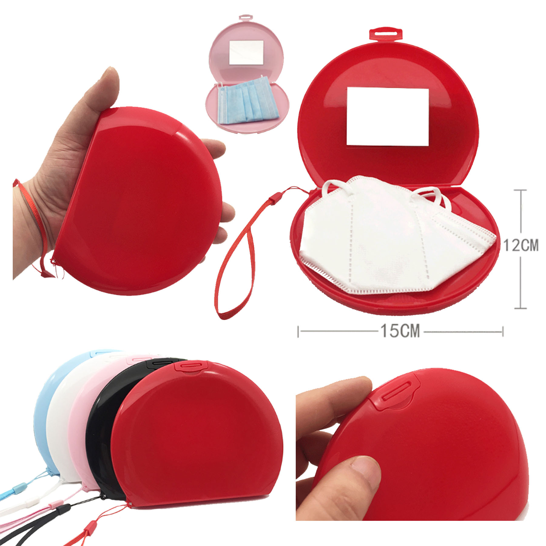 Portable Mask Storage Box With Mirror And Rope 2